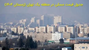 جدول قیمت مسکن در منطقه یک تهران (زمستان ۱۴۰۴)