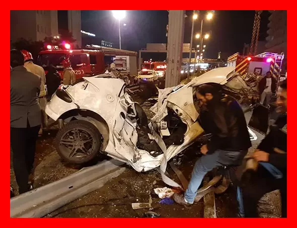 تصادف دلخراش ۲۰۶ با پنج موتور در بزرگراه نیایش با تلفات جانی