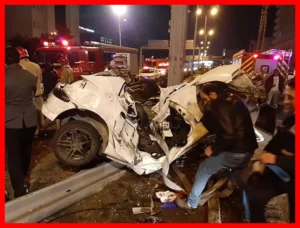 تصادف دلخراش ۲۰۶ با پنج موتور در بزرگراه نیایش با تلفات جانی
