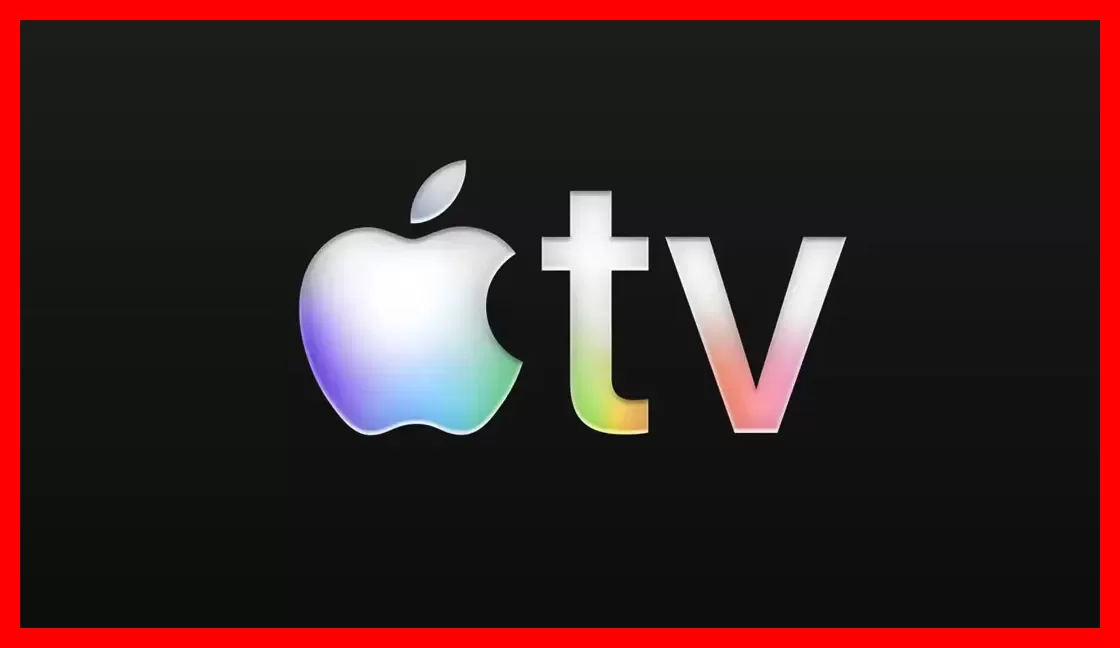 لوگوی اپل تی‌وی (Apple TV) با طیف رنگی در پس‌زمینه سیاه