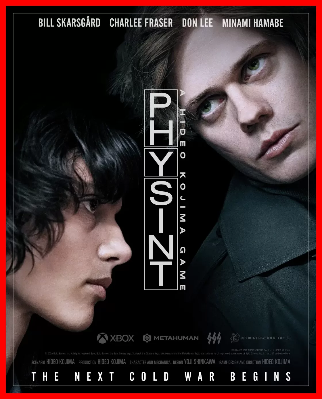 چهره‌های بازیگران اصلی در پوستر بازی Physint ساخته هیدئو کوجیما (Hideo Kojima)