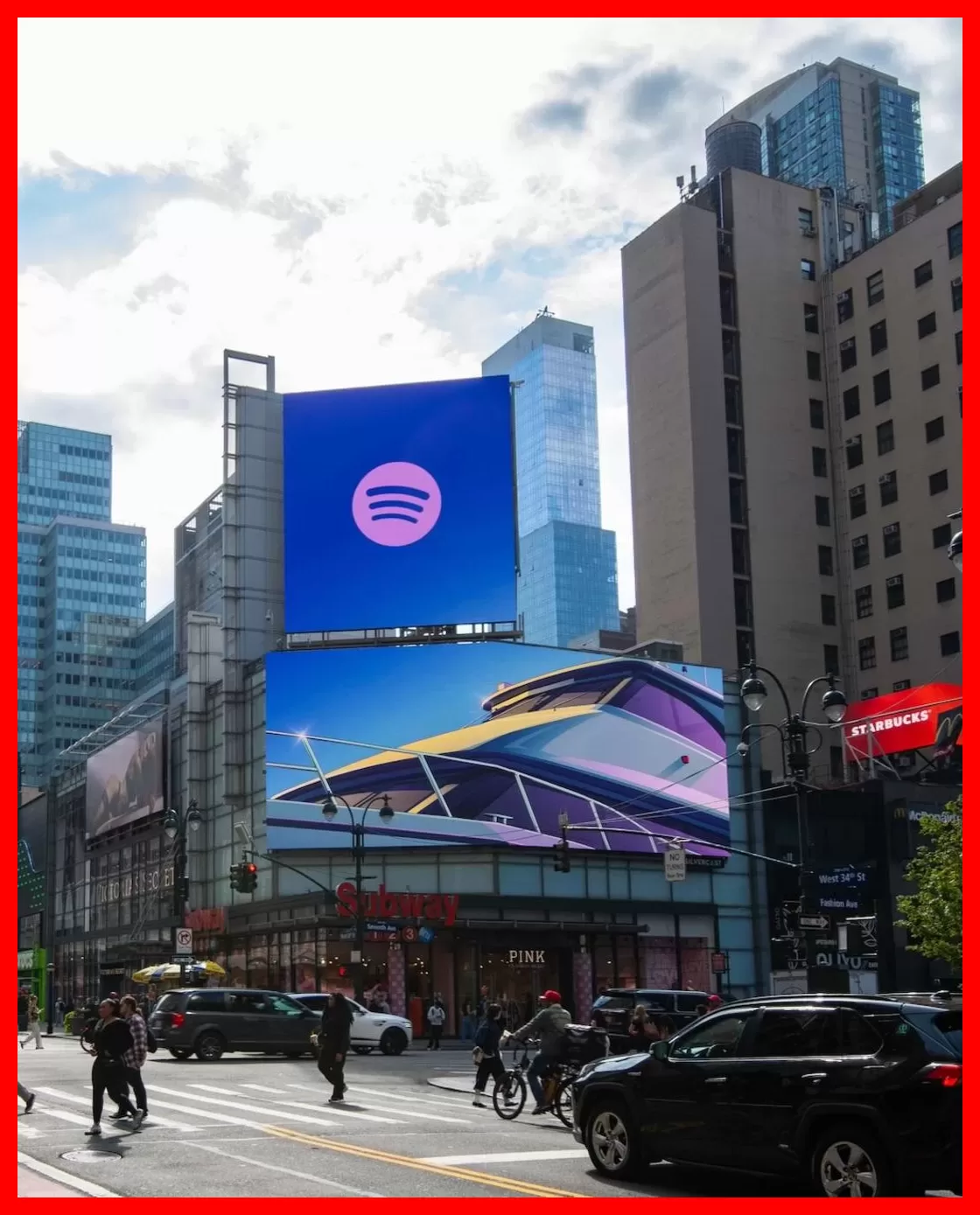 بیلبورد تبلیغاتی اسپاتیفای (Spotify) با طرح بازی GTA 6 در خیابان