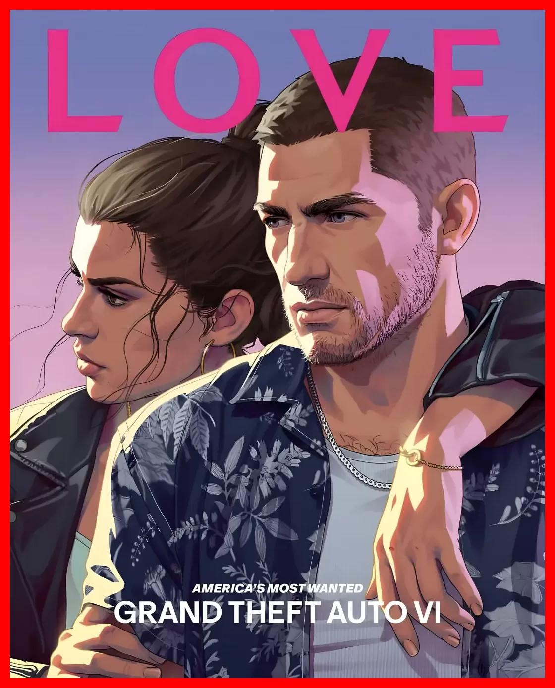 شخصیت‌های جیسون (Jason) و لوسیا (Lucia) در آرت‌ورک بازی GTA VI